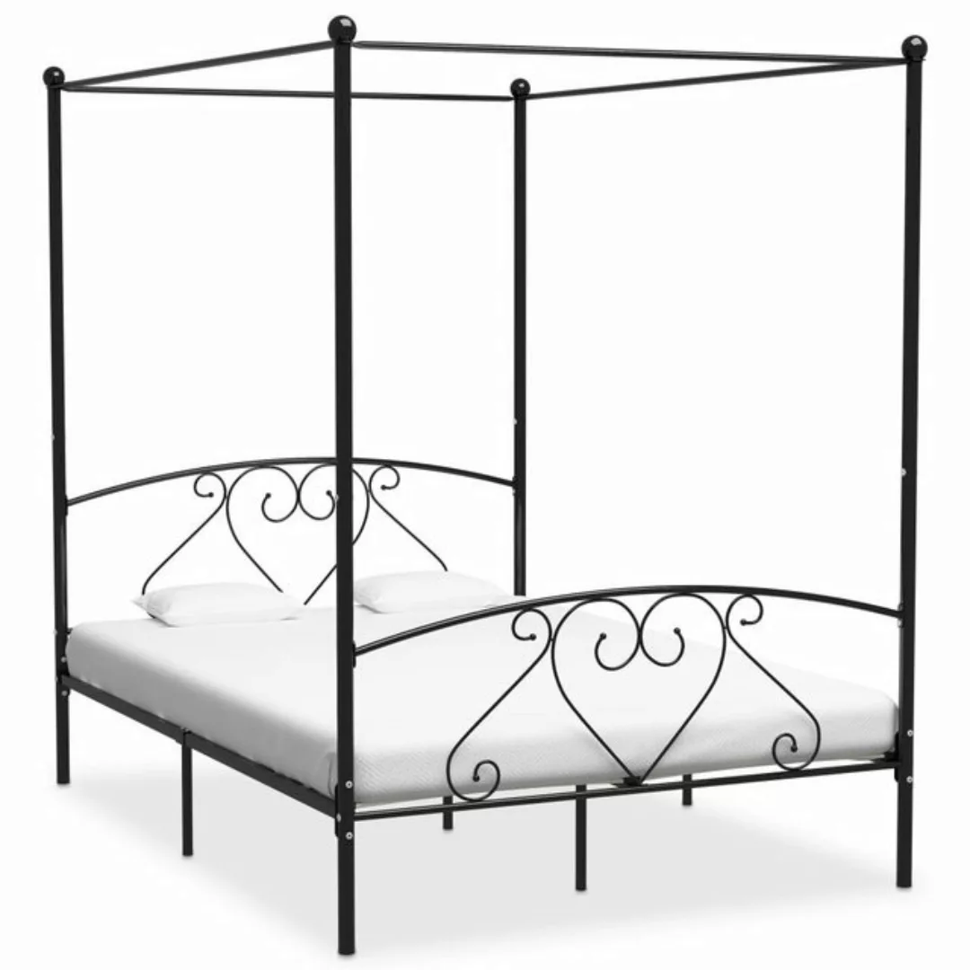 furnicato Bett Himmelbett-Gestell Schwarz Metall 160 x 200 cm günstig online kaufen