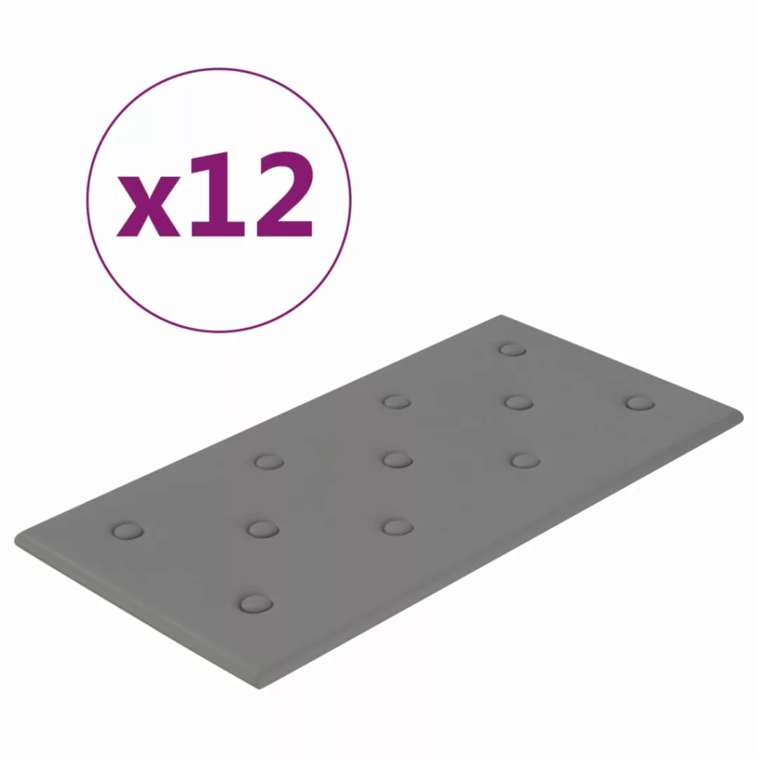 Vidaxl Wandpaneele 12 Stk. Grau 60x30 Cm Kunstleder 2,16 M² günstig online kaufen