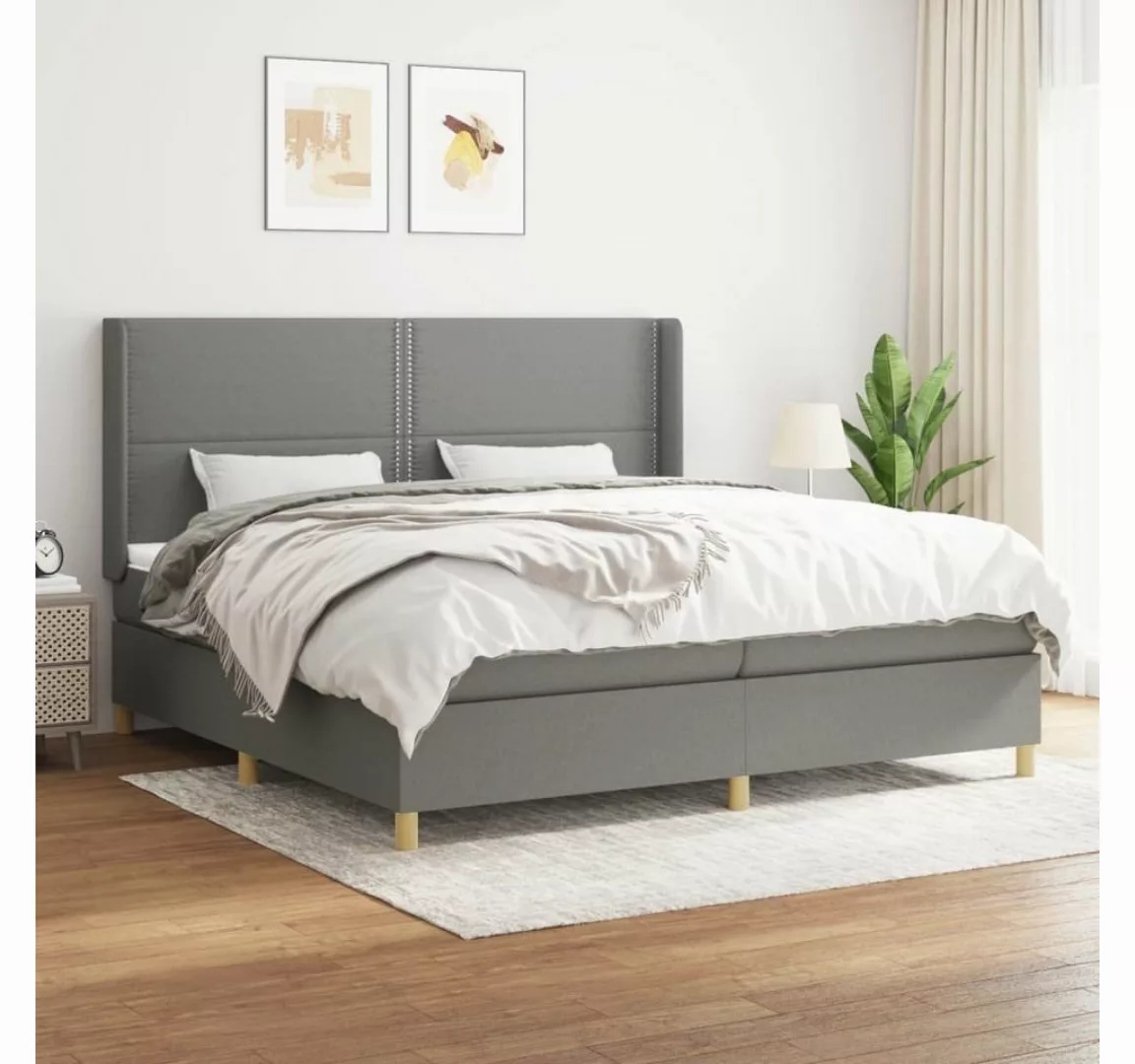 furnicato Bett Boxspringbett mit Matratze Dunkelgrau 200x200 cm Stoff günstig online kaufen