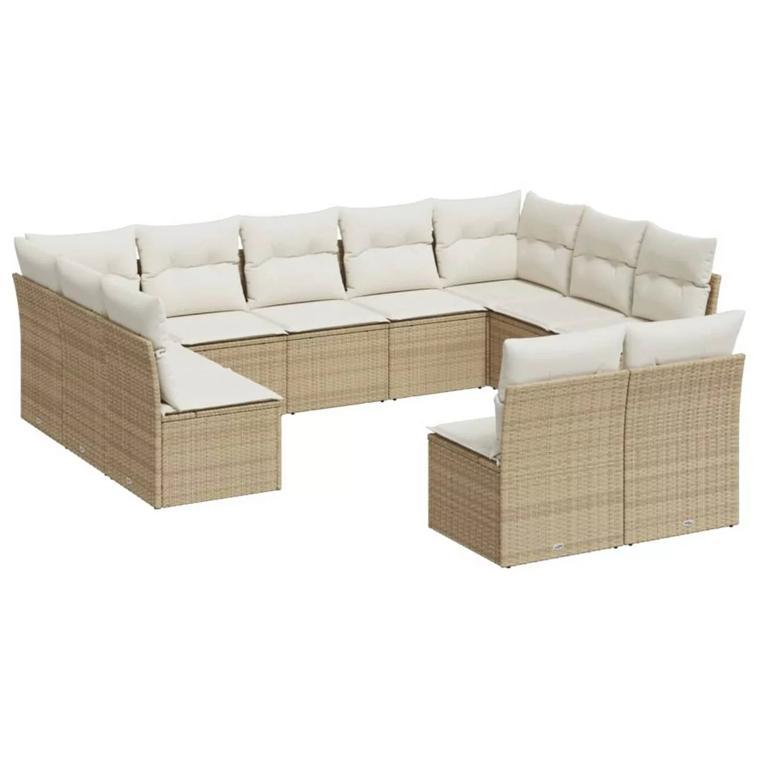 vidaXL 11-tlg Garten-Sofagarnitur mit Kissen Beige Poly Rattan Modell 81 günstig online kaufen