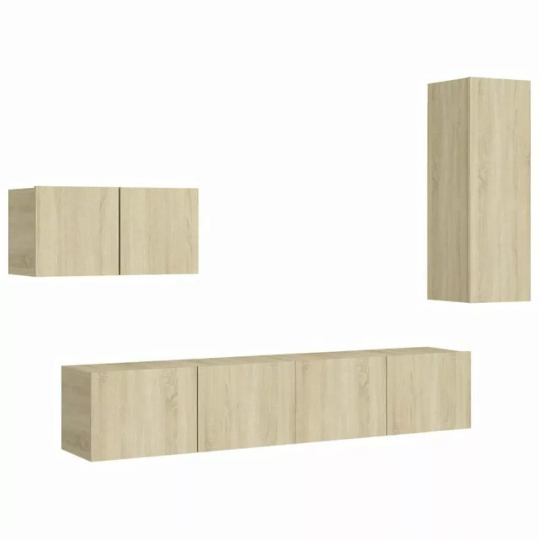 furnicato TV-Schrank 4-tlg. TV-Schrank-Set Sonoma-Eiche Holzwerkstoff (1-St günstig online kaufen