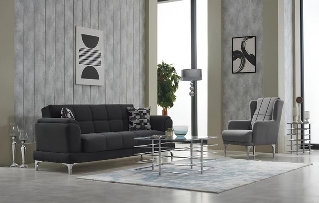 JVmoebel Sofa Garnitur Dreisitzer 3 Sitzer Sofa Stoffsofa Polstersofa Schwa günstig online kaufen