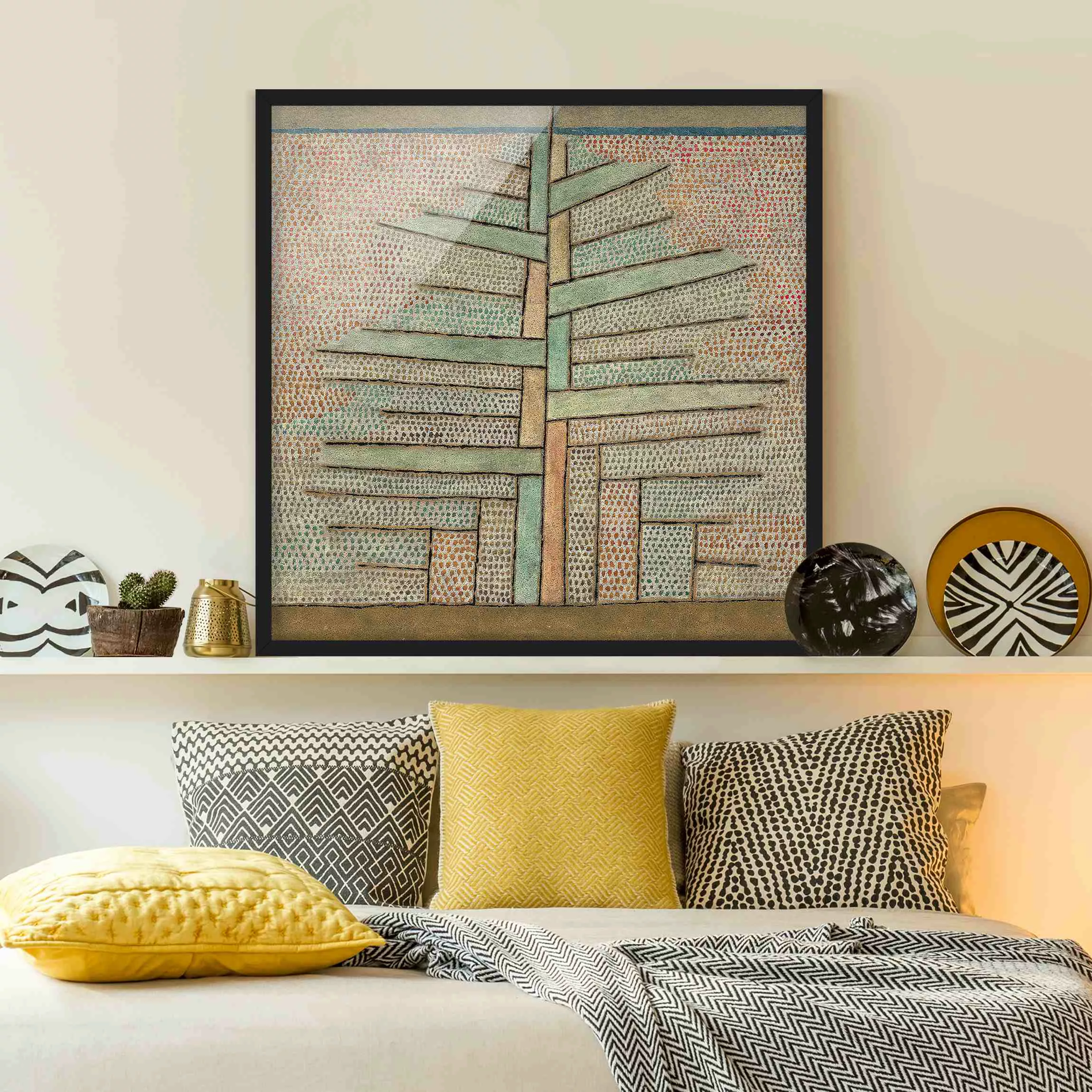 Bild mit Rahmen Kunstdruck - Quadrat Paul Klee - Kiefer günstig online kaufen