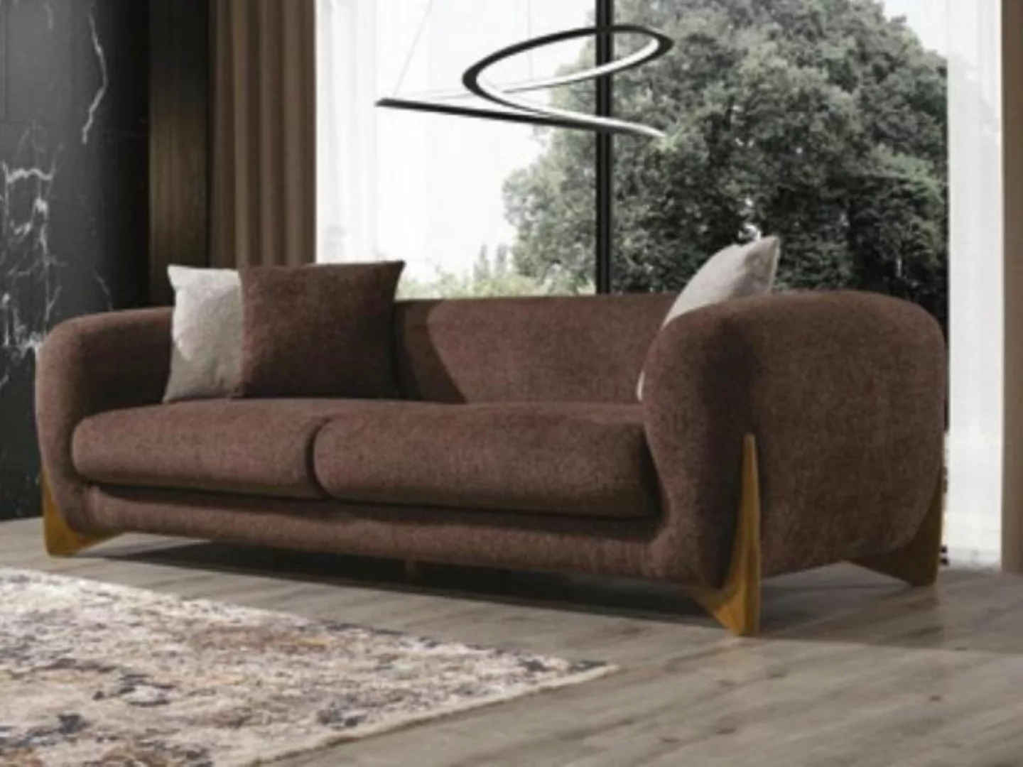 JVmoebel Sofa Brauner Dreisitzer Sofa 3-Sitzer Wohnzimmer Polster Couchen D günstig online kaufen