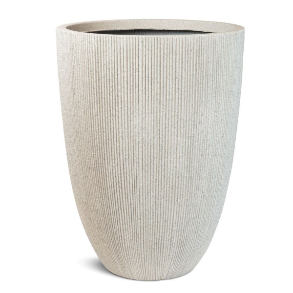 Toskana Deko Pflanzvase mit Rillen Ø 44, Höhe 57,5 cm stone beige günstig online kaufen