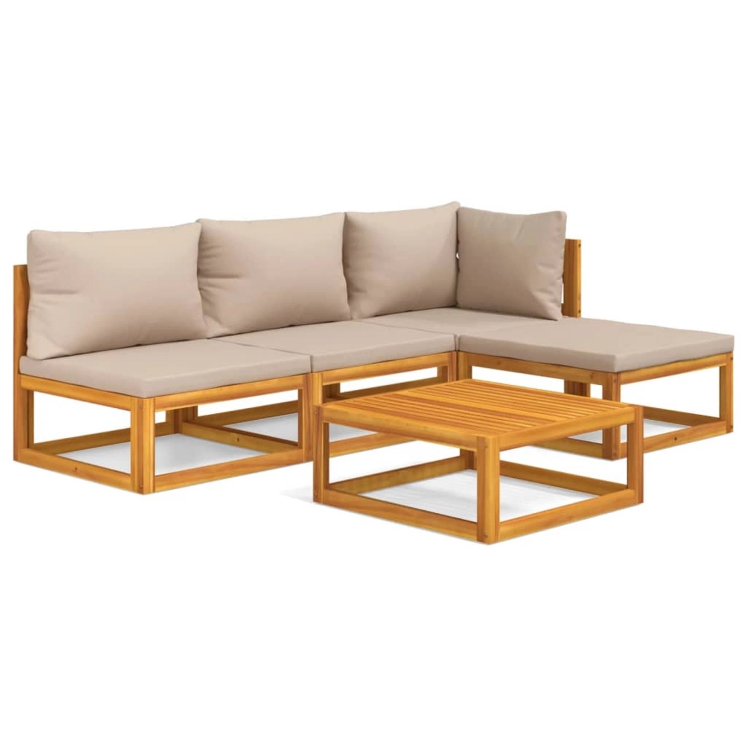 Vidaxl 5-tlg. Garten-lounge-set Mit Taupe Kissen Massivholz günstig online kaufen