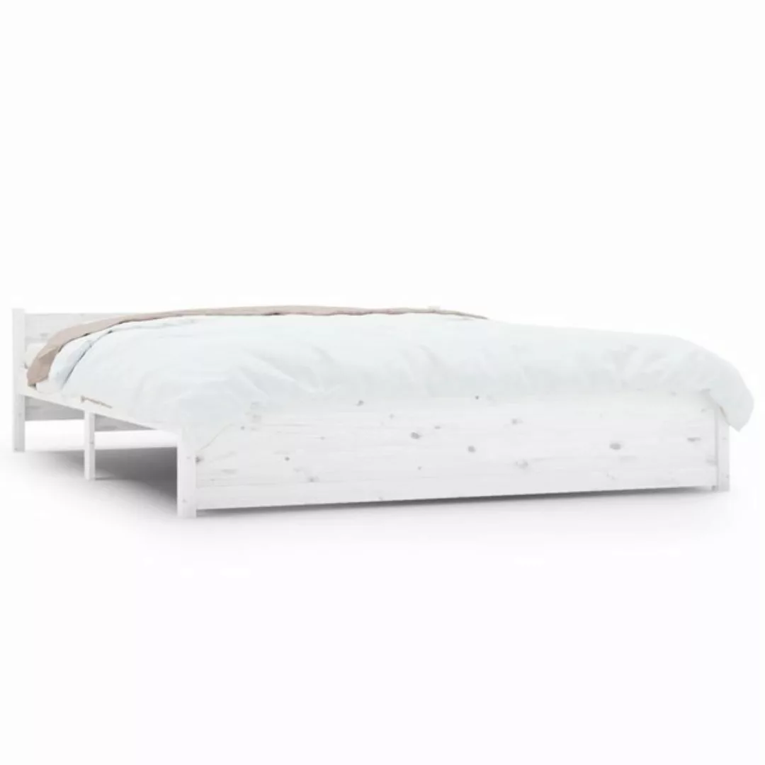 vidaXL Bettgestell Massivholzbett Weiß 160x200 cm Bett Bettgestell Doppelbe günstig online kaufen