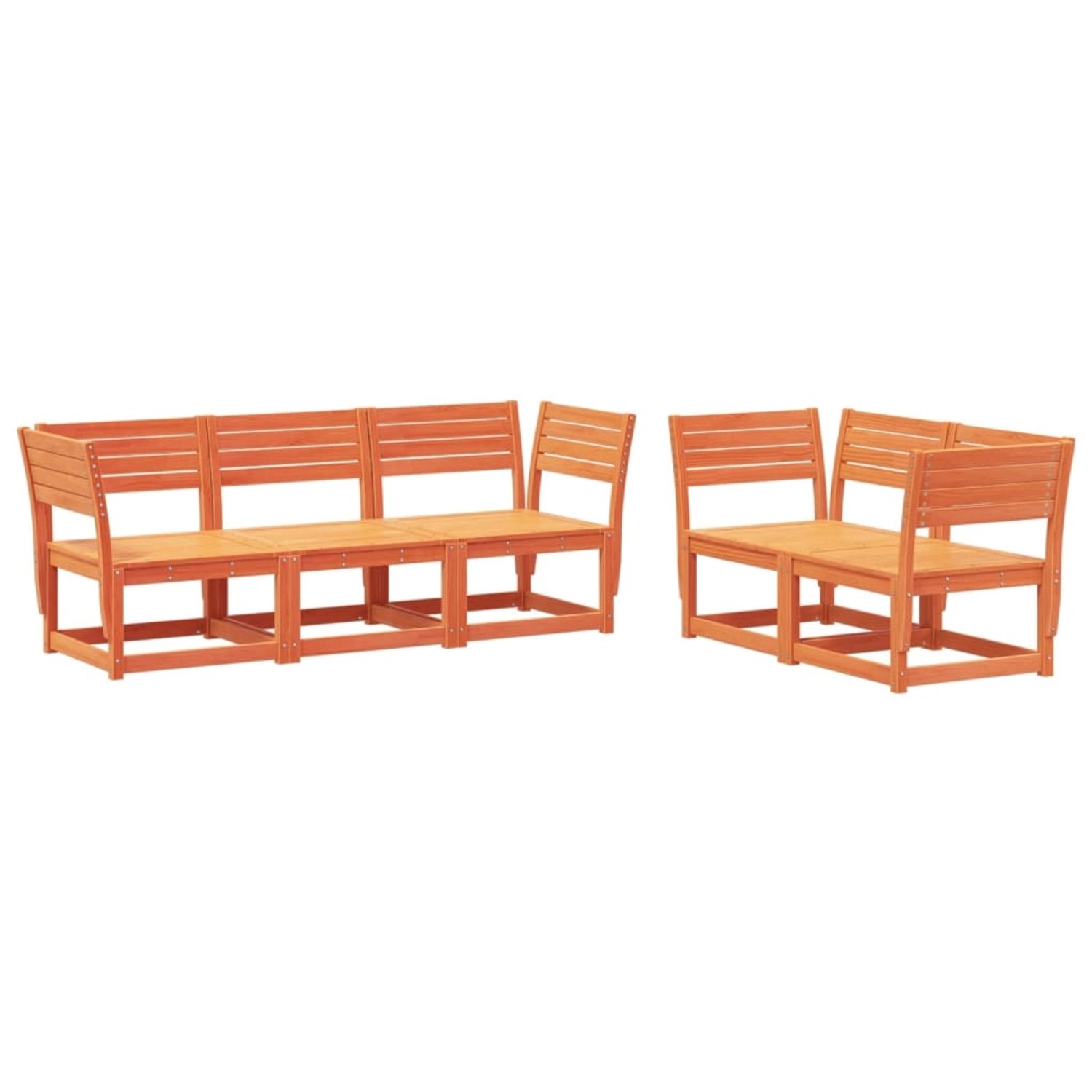 vidaXL 5-tlg Garten-Sofagarnitur Wachsbraun Massivholz Kiefer Modell 3 günstig online kaufen