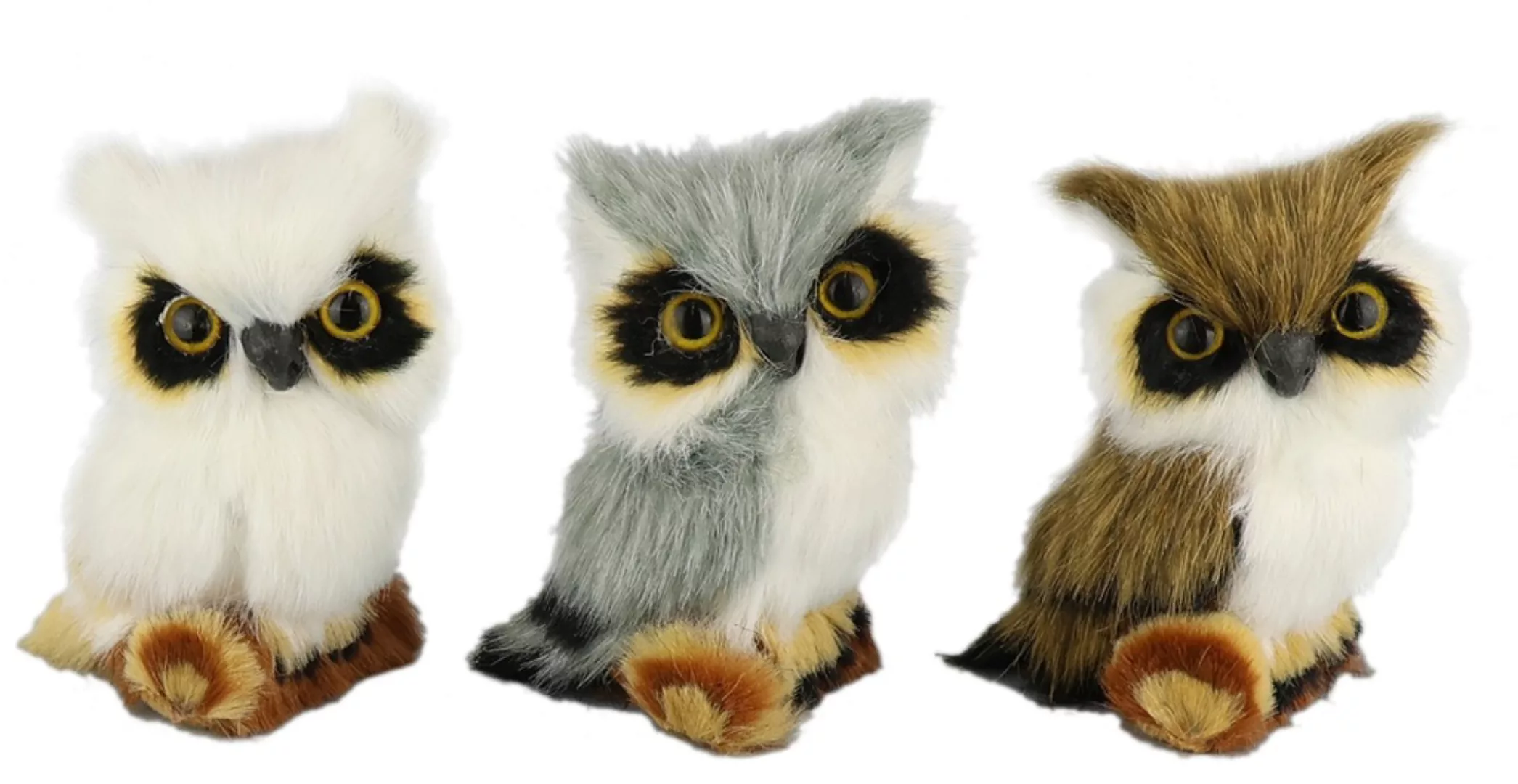 I.GE.A. Dekofigur "Tierfigur mini Eule 3er Set", Aus Kunstfell Vogel Dekovo günstig online kaufen