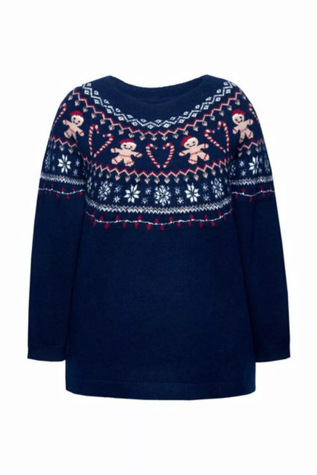 Ulla Popken Strickpullover Weihnachtspullover Norwegermuster Rundhals Langa günstig online kaufen