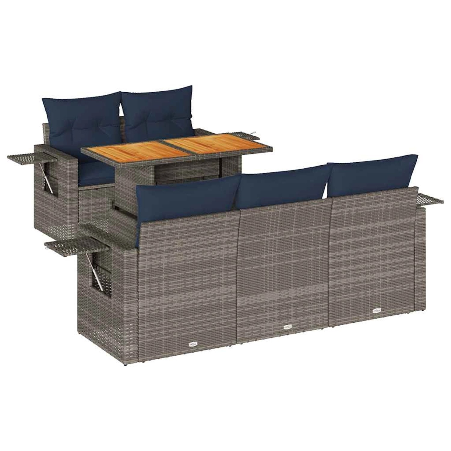 vidaXL 6-Tlg Garten-Sofagarnitur mit Kissen Grau Poly Rattan 3327106 günstig online kaufen