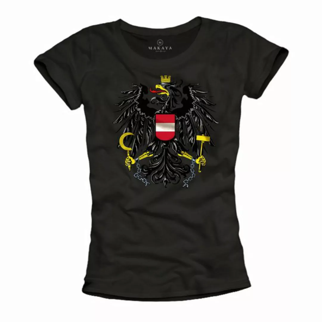 MAKAYA Print-Shirt Damen Österreich Flagge Adler Motiv Österreichischer Fah günstig online kaufen