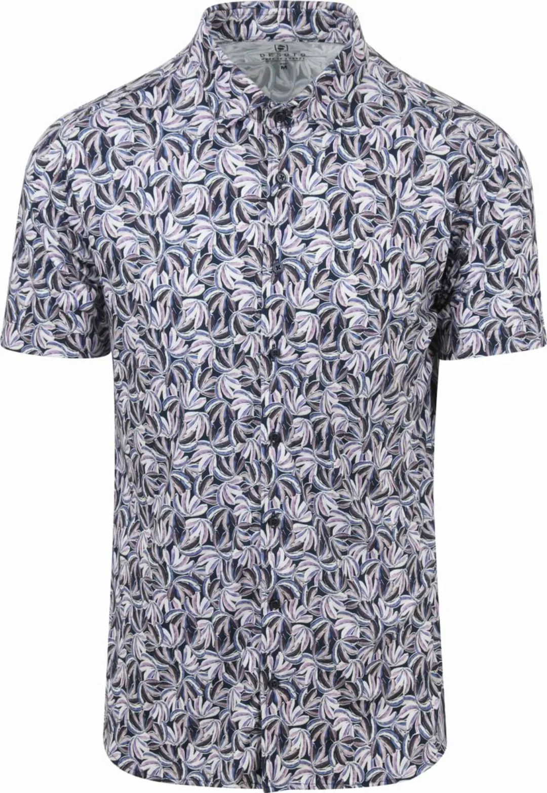 Desoto Short Sleeve Jersey Hemd Blumenmuster Lila - Größe S günstig online kaufen
