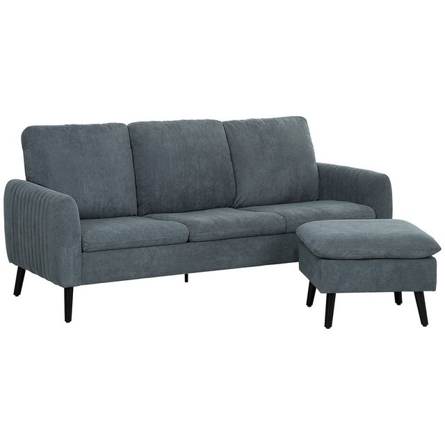 HOMCOM Ecksofa 3-Sitzer-Sofa mit Fußhocker, Stoffbezug 1 Teile, L-förmiges günstig online kaufen