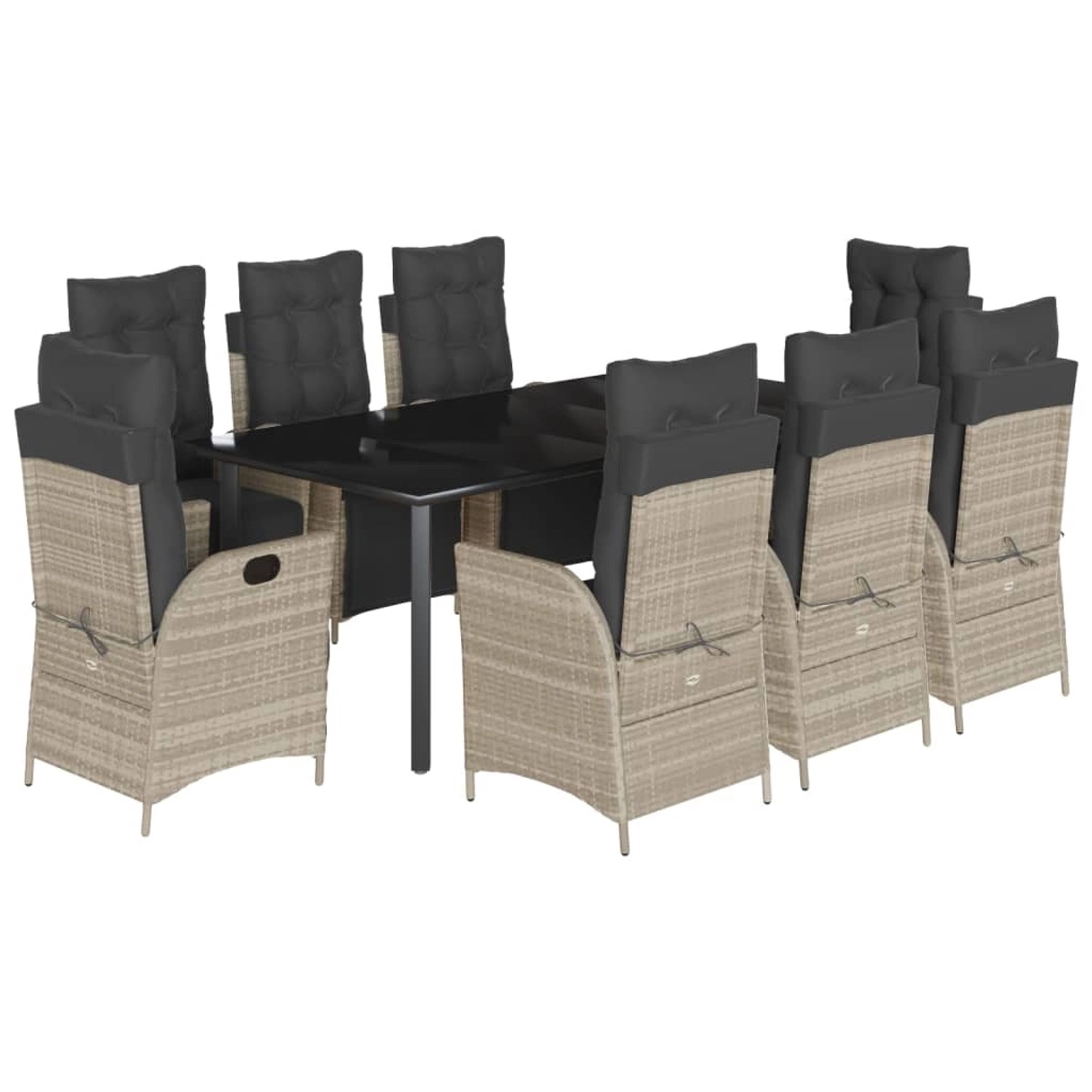 vidaXL 9-Tlg Garten-Essgruppe mit Kissen Hellgrau Poly Rattan 3213475 günstig online kaufen