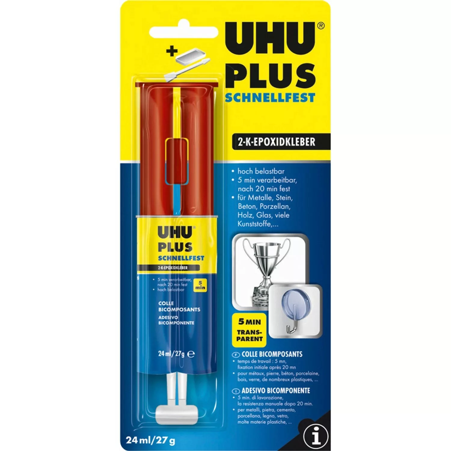 Uhu Plus Schnellfest 2-K-Epoxidkleber Doppelkammer-Spritze Transparent 27 g günstig online kaufen