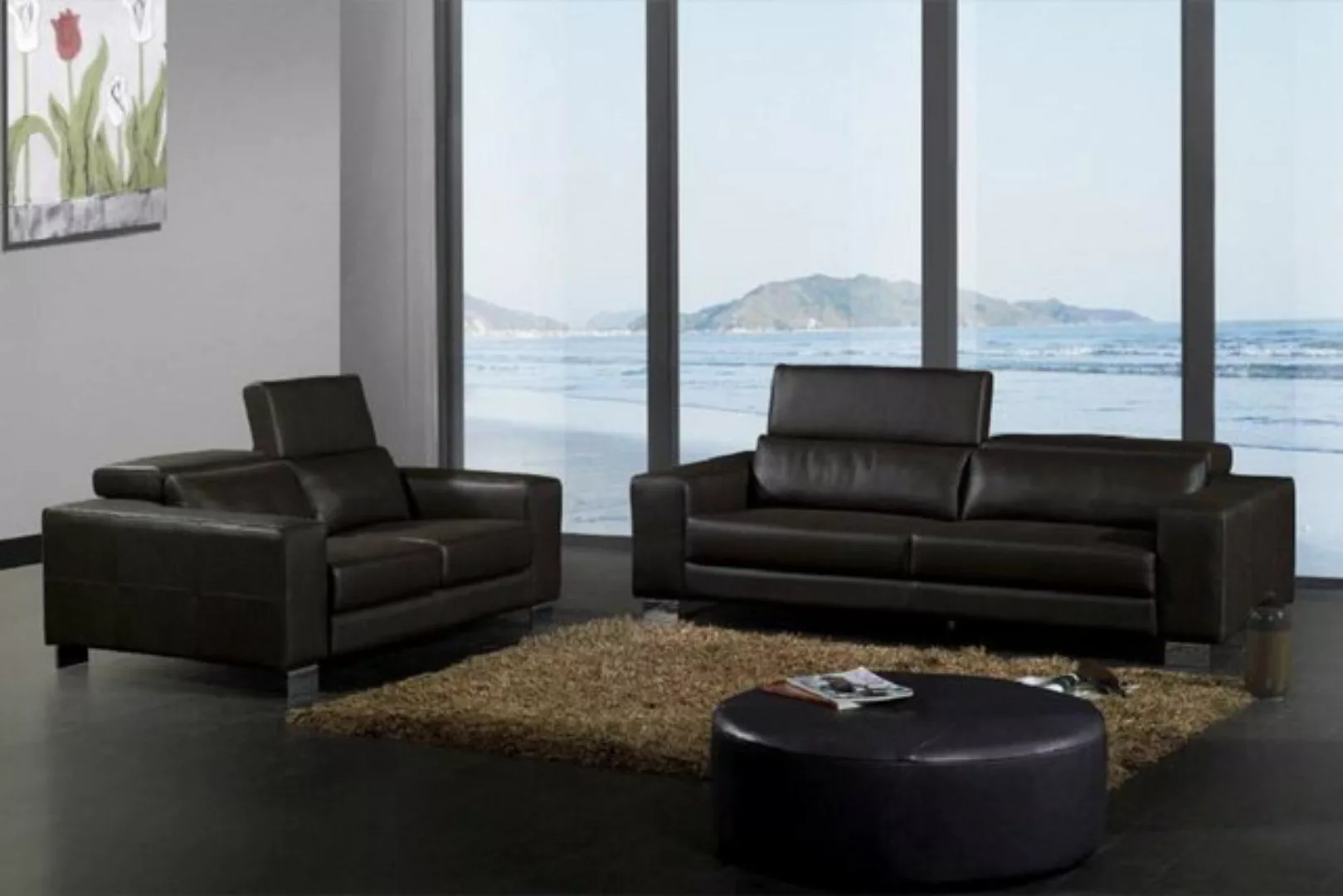 JVmoebel Sofa Set Ledersofa Couch Wohnlandschaft 3+1+1 Sitzer Design Modern günstig online kaufen