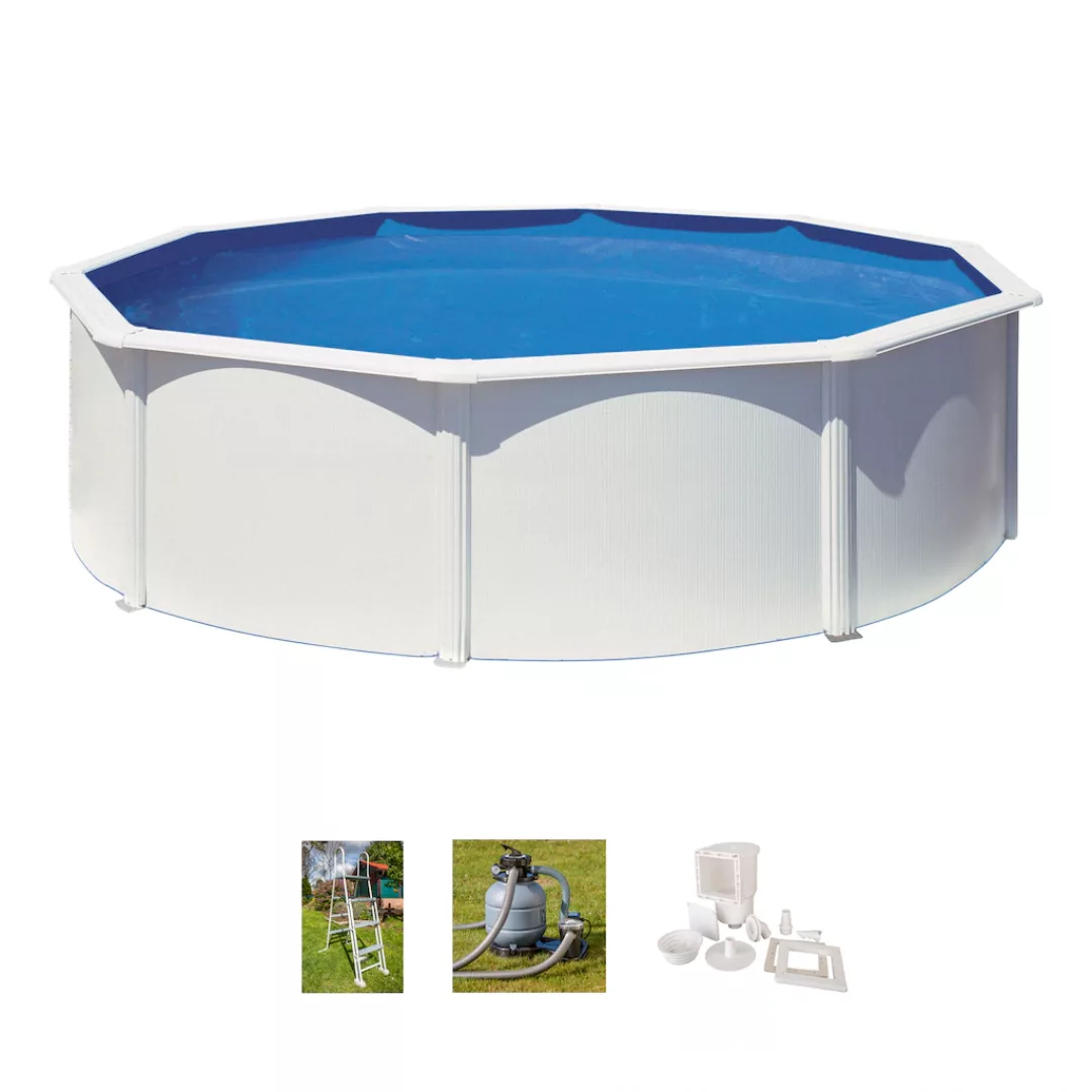 Gre Stahlwand-Pool Fidji Ø 460 cm x 120 cm Rund Weiß günstig online kaufen