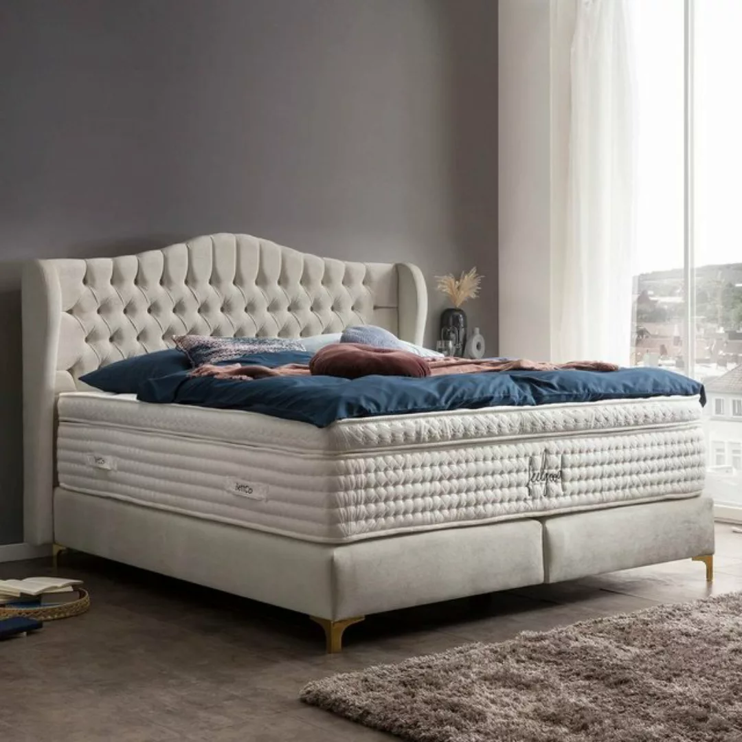 BettCo Boxspringbett Maison (in Creme Samt, in Creme Samt), Chesterfield, T günstig online kaufen