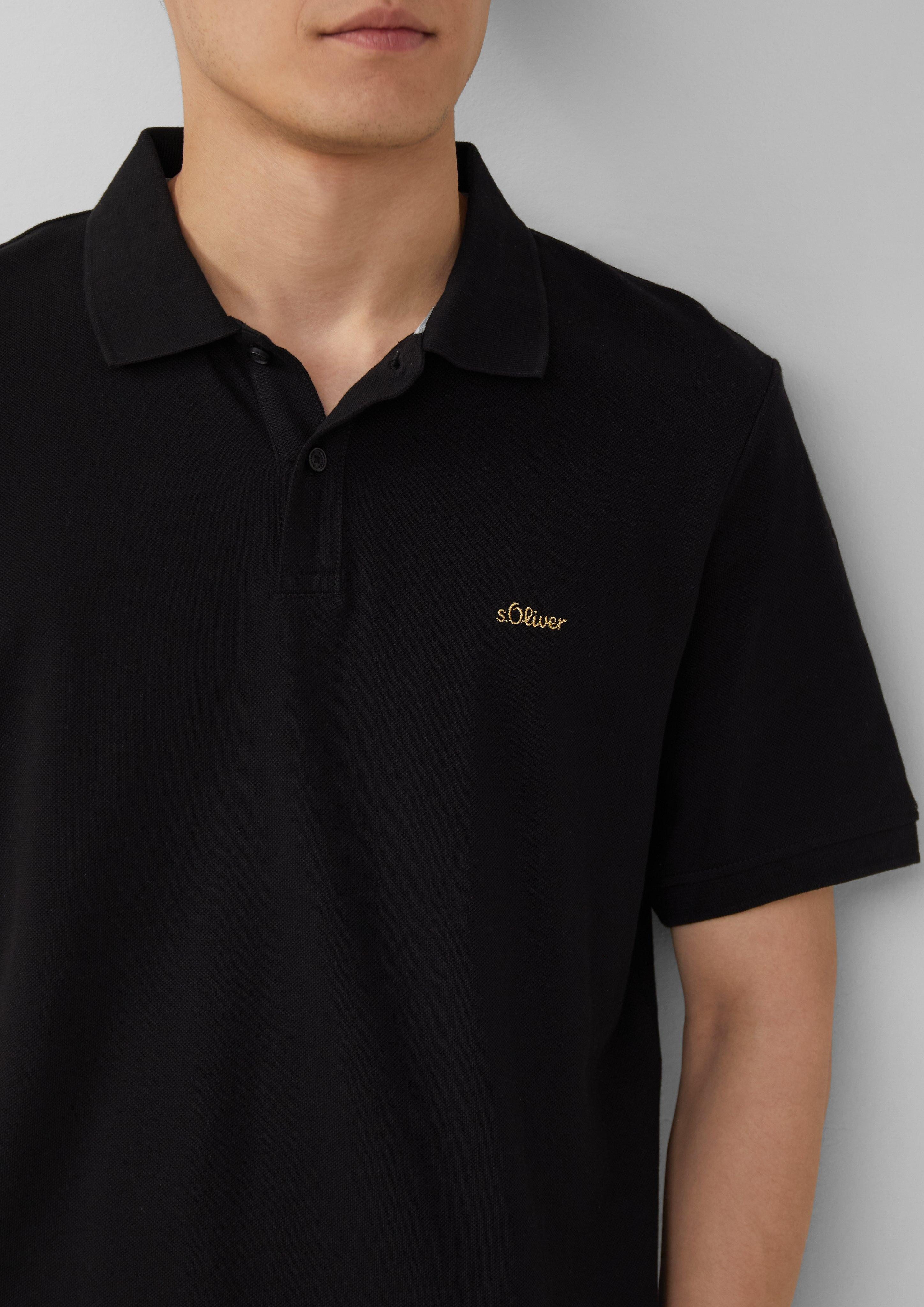 s.Oliver Kurzarmshirt Poloshirt aus Baumwollpiqué Logo günstig online kaufen