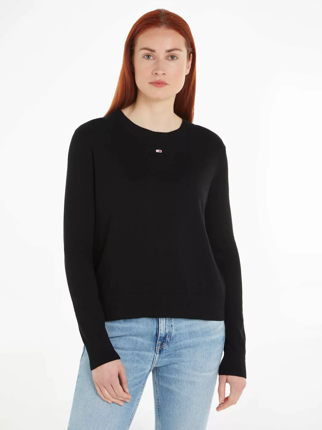 Tommy Jeans Strickpullover "TJW ESSENTIAL CREW NECK SWEATER", mit Logostick günstig online kaufen