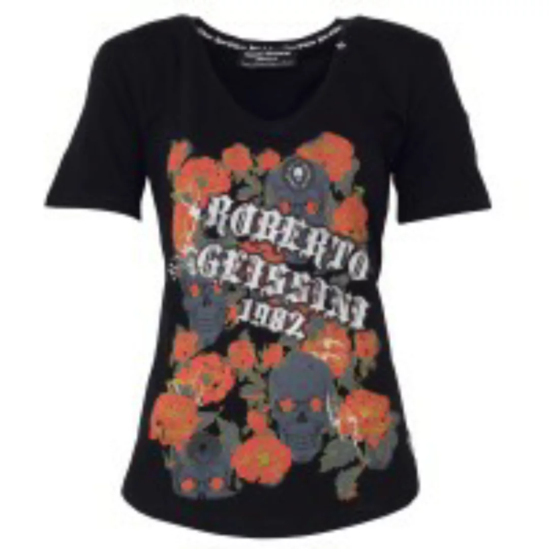 DAMEN FLOWER T-SHIRT ROSES SKULL-black günstig online kaufen