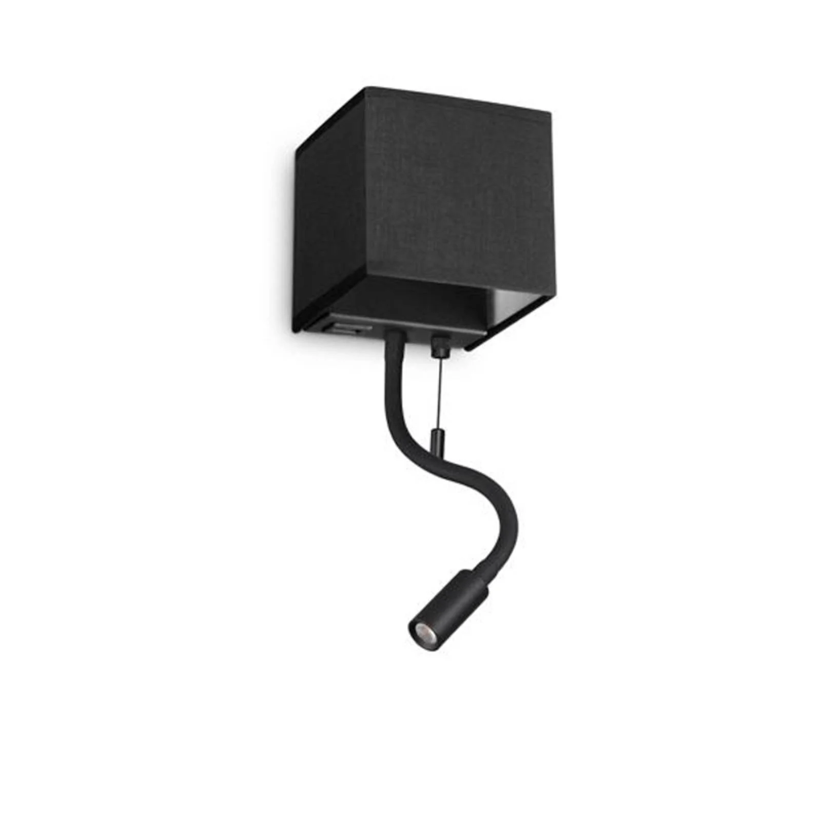 Ideal Lux Wandlampe Kid schwarz Stoff LED-Leselicht USB-Port günstig online kaufen