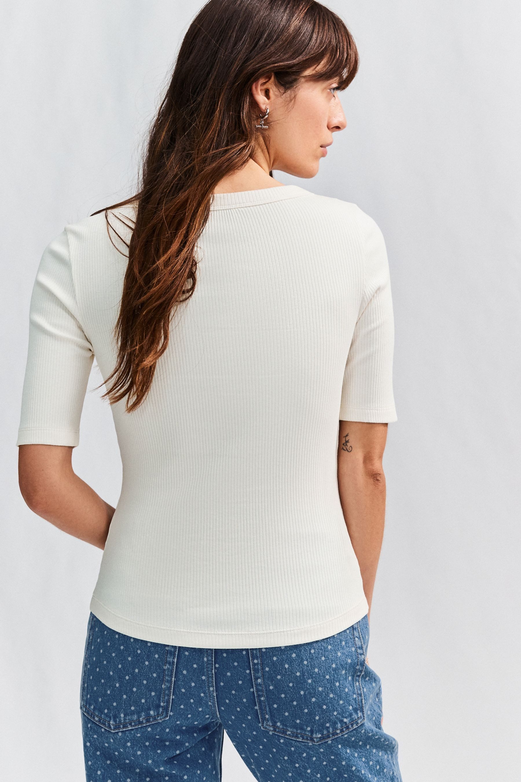 Next Henleyshirt Geripptes Henley-Kurzarmoberteil mit Knöpfen günstig online kaufen