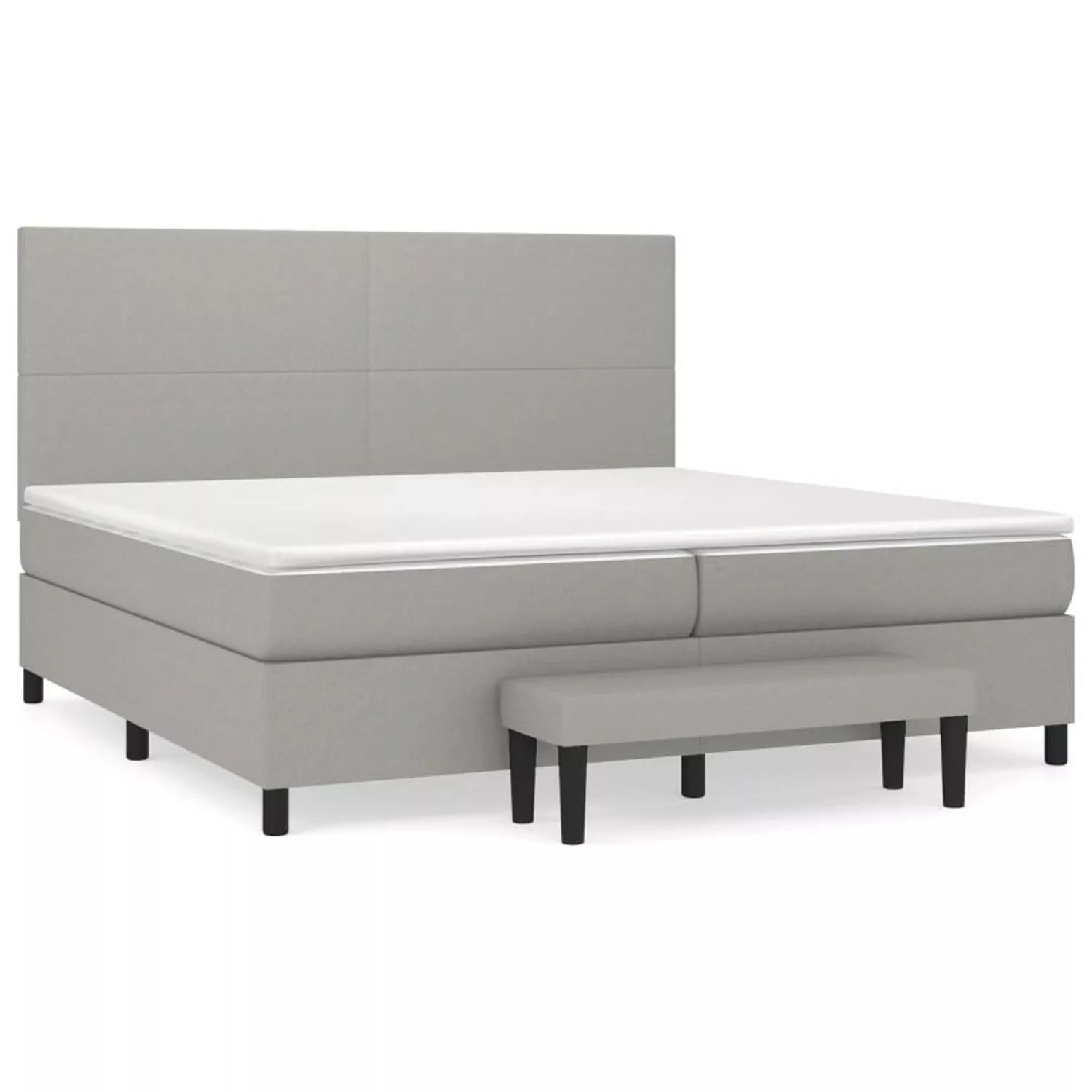 vidaXL Boxspringbett Boxspringbett mit Matratze Hellgrau 200x200 cm Stoff B günstig online kaufen