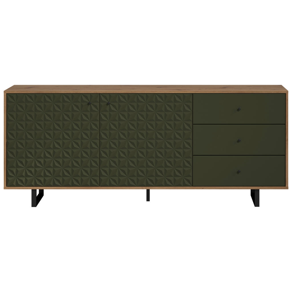 Sideboard Sentra Eiche Artisan Nachbildung grün dunkel B/H/T: ca. 183x75x40 günstig online kaufen