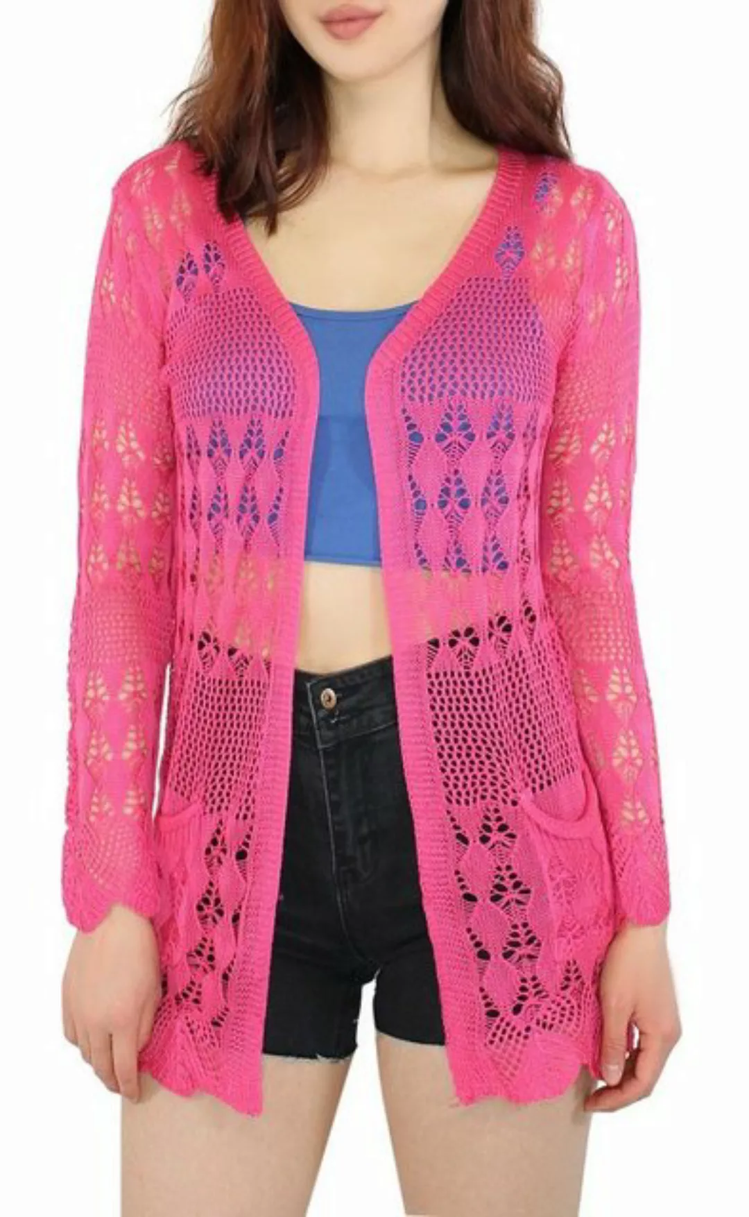 dy_mode Strickjacke Cardigan Damen Sommer Strickjacke Durchsichtige Häkel S günstig online kaufen