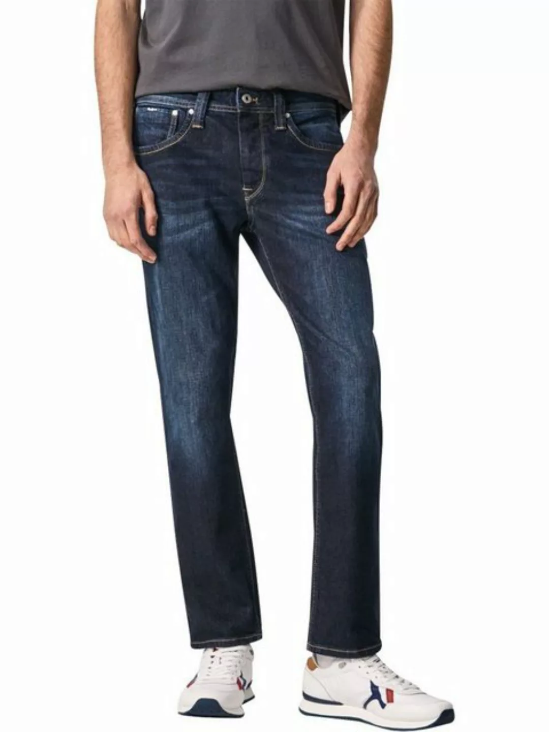 Pepe Jeans Herren Jeans Cash - Regular Fit - Blau - Streaky Stretch Medium günstig online kaufen