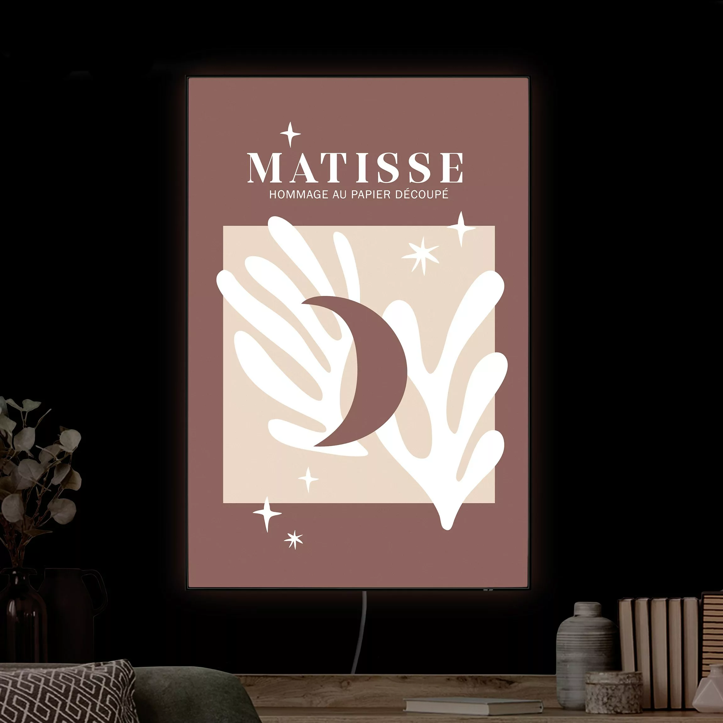 LED-Wechselbild Matisse Interpretation - Mond und Sterne Rot günstig online kaufen