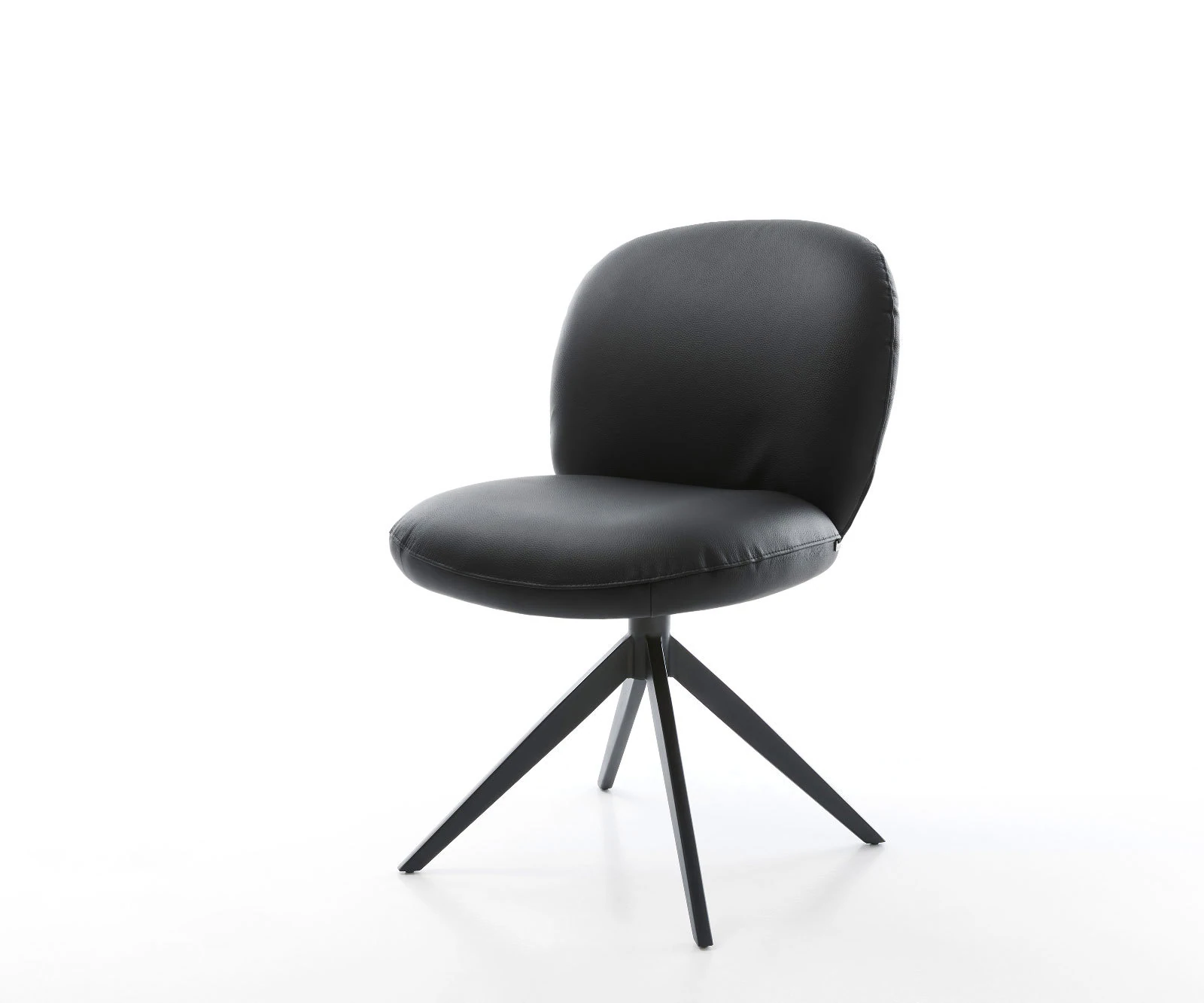 Drehstuhl Nube-Flex Echt-Leder Schwarz Kreuzgestell breit Schwarz 360° dreh günstig online kaufen