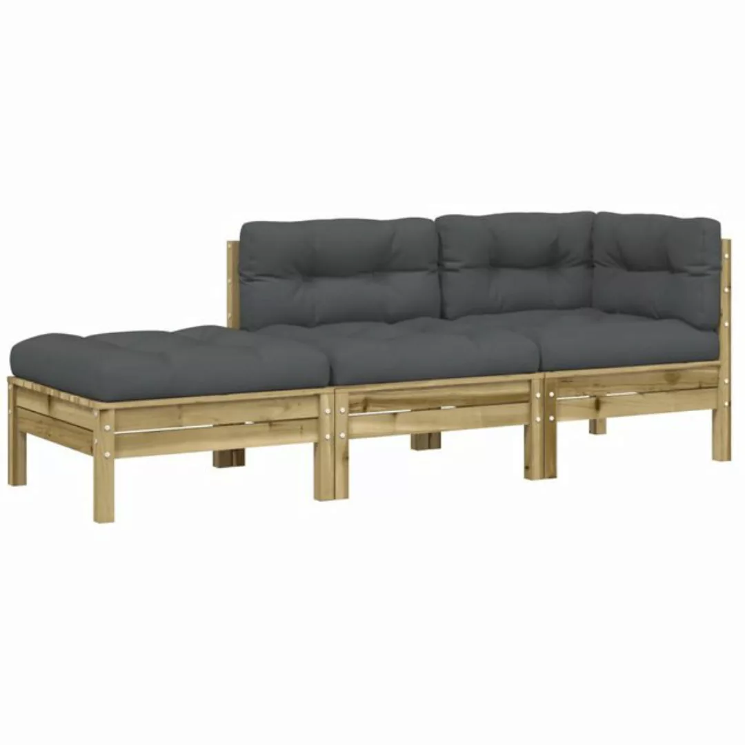 vidaXL Sofa, Gartensofa mit Kissen und Hocker 2-Sitzer günstig online kaufen