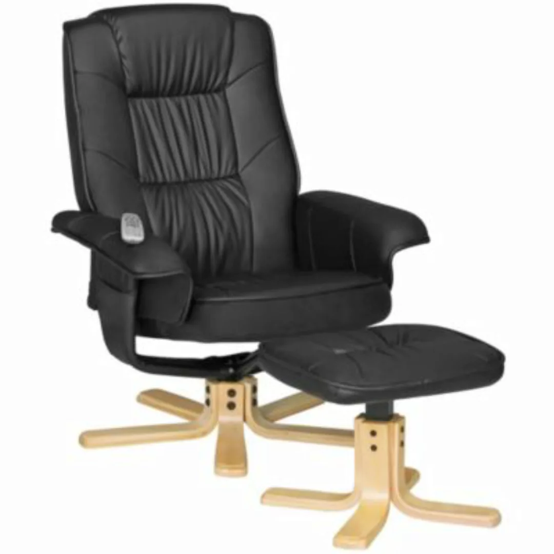 FineBuy Relaxsessel mit Hocker 50 x 50 cm Sitzfläche schwarz günstig online kaufen
