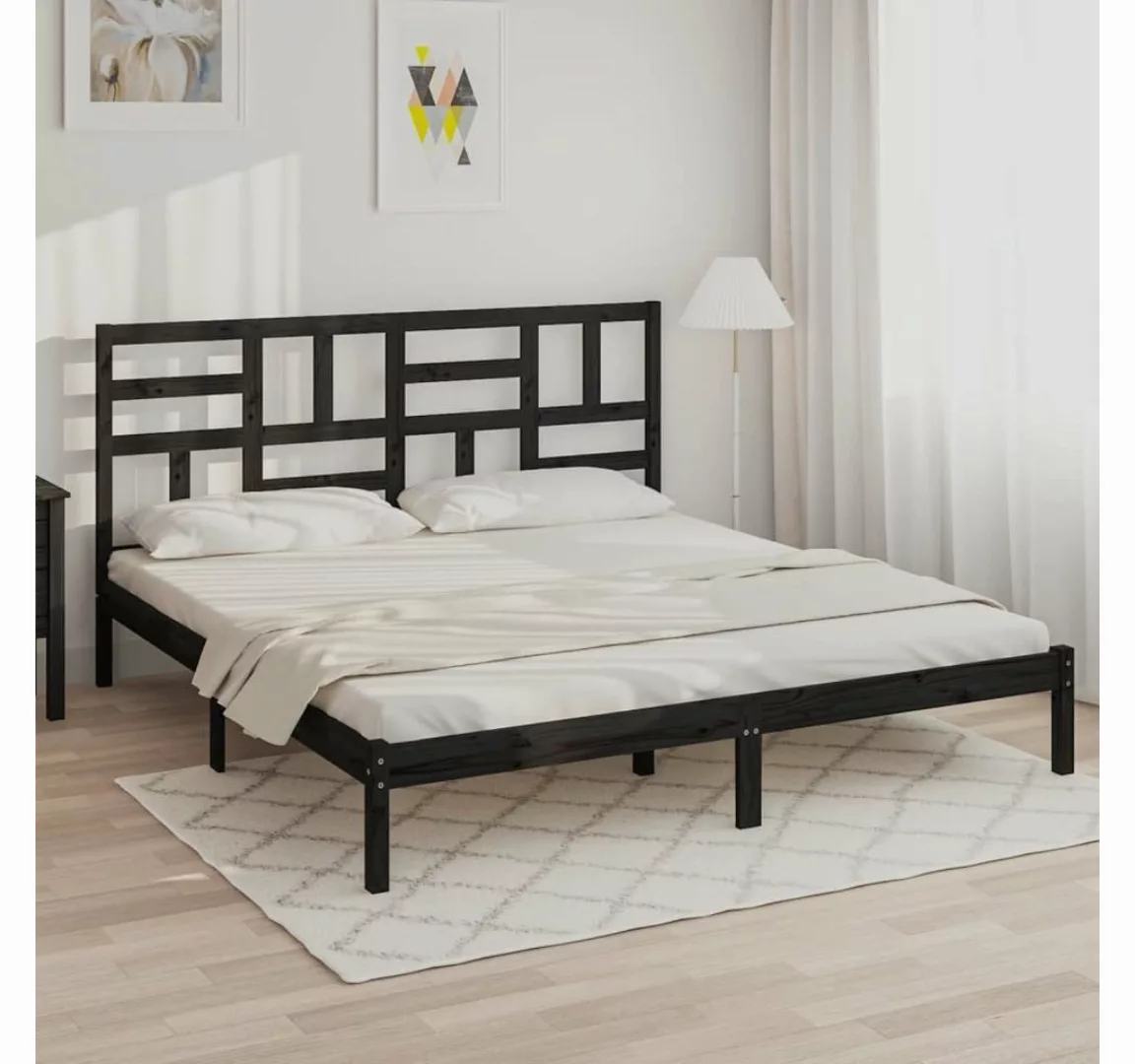 furnicato Bett Massivholzbett Schwarz 200x200 cm günstig online kaufen