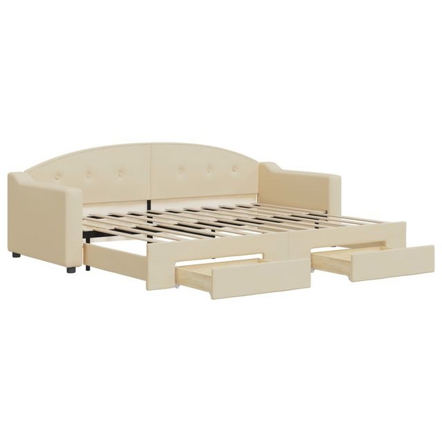 vidaXL Bett Tagesbett Ausziehbar mit Schubladen Creme 80x200 cm Stoff günstig online kaufen