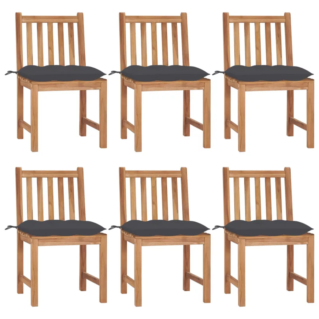 Gartenstühle 6 Stk. Mit Kissen Massivholz Teak günstig online kaufen