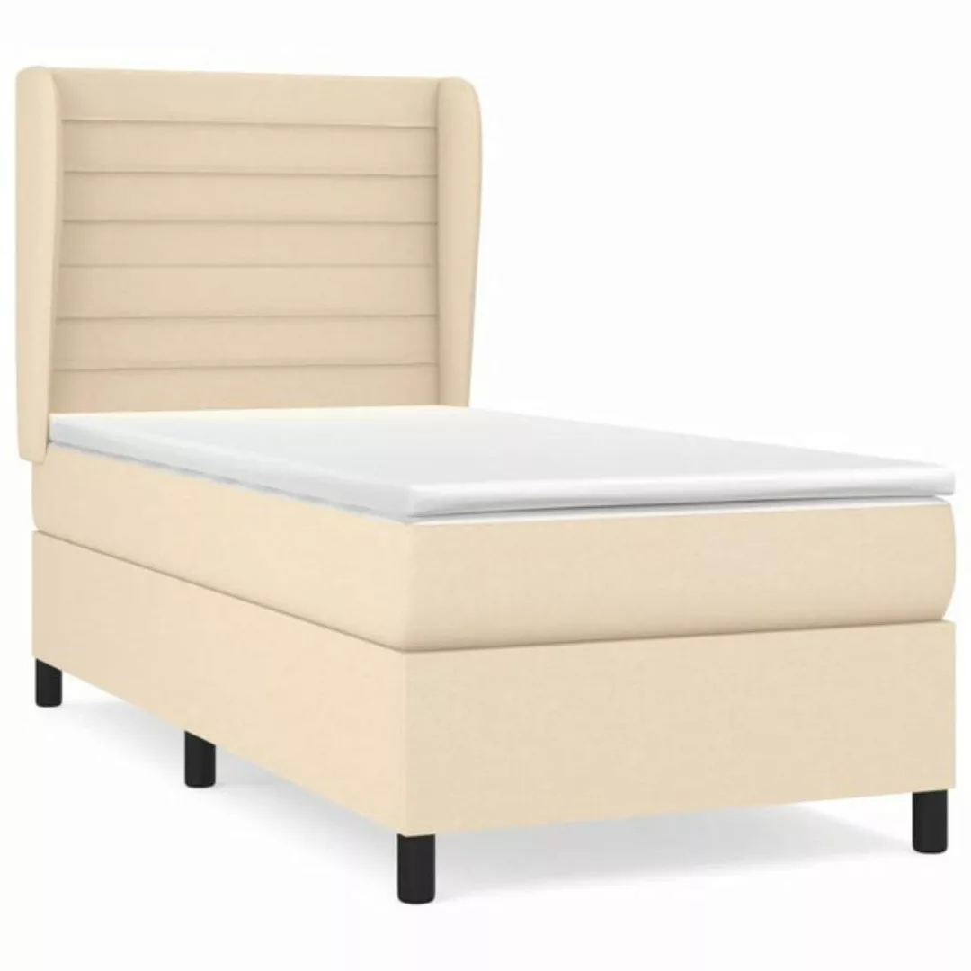 vidaXL Bettgestell Boxspringbett mit Matratze Creme 100x200 cm Stoff Bett B günstig online kaufen