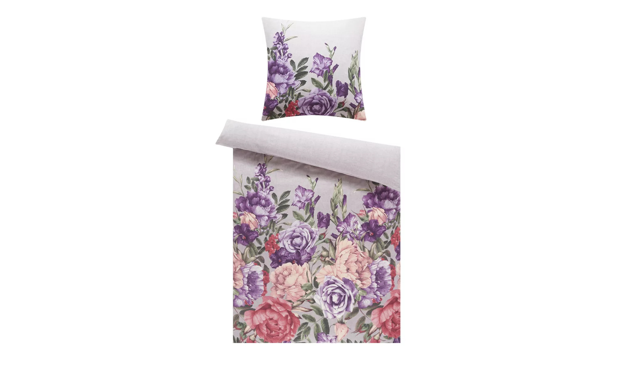 como Biber Bettwäsche  Blumen - lila/violett - reine Baumwolle - 135 cm - B günstig online kaufen