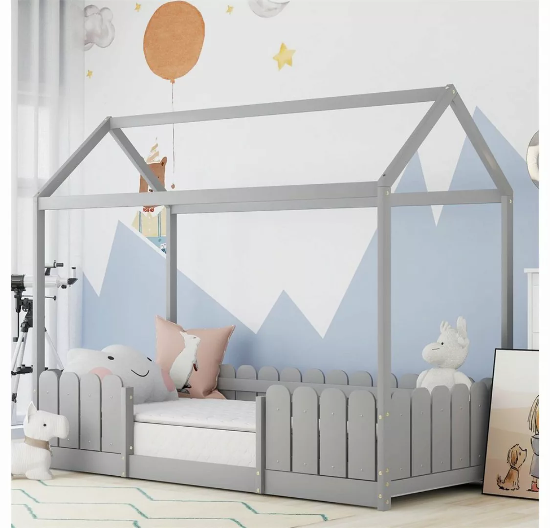 Celya Hausbett Vielseitiges Holz Kinderbett, Hausbett 90x200 cm, Mit Rausfa günstig online kaufen