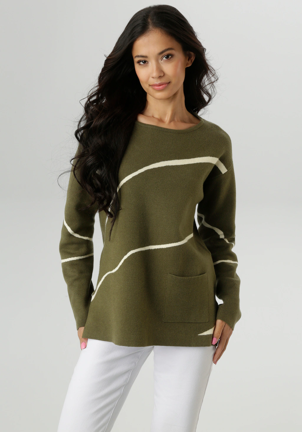 Aniston SELECTED Strickpullover, Highlight - mit aufgesetzte Stricktasche v günstig online kaufen