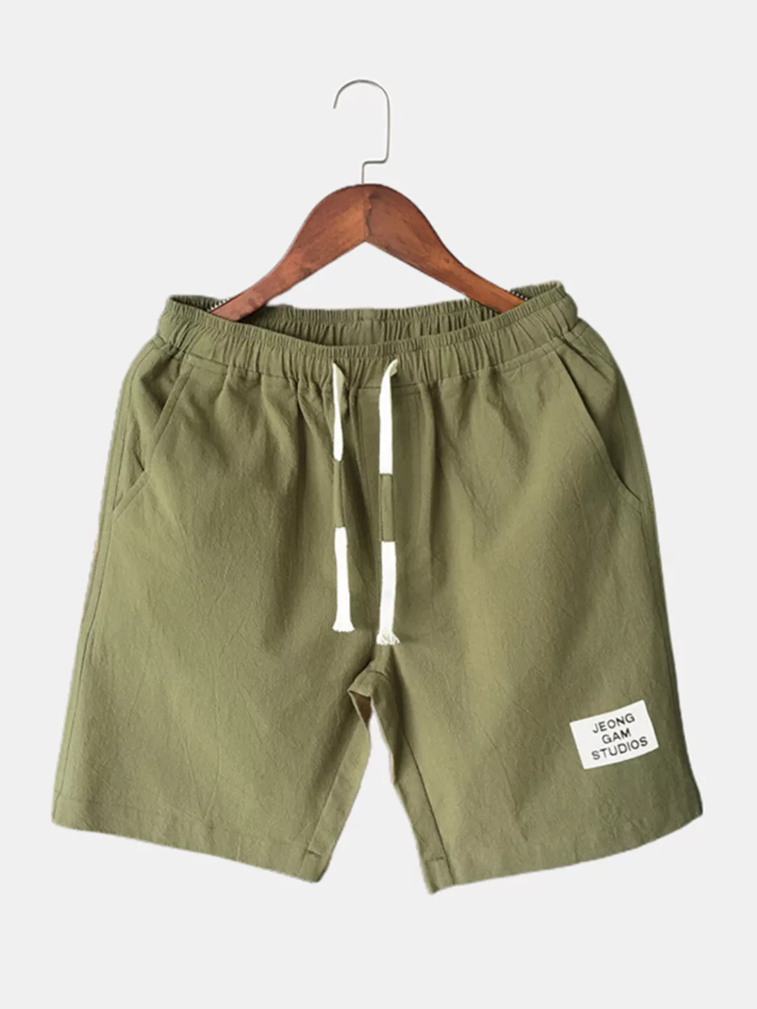 Herren Kordelzug Shorts Solid Color Pocket Cotton Loose Casual Shorts günstig online kaufen