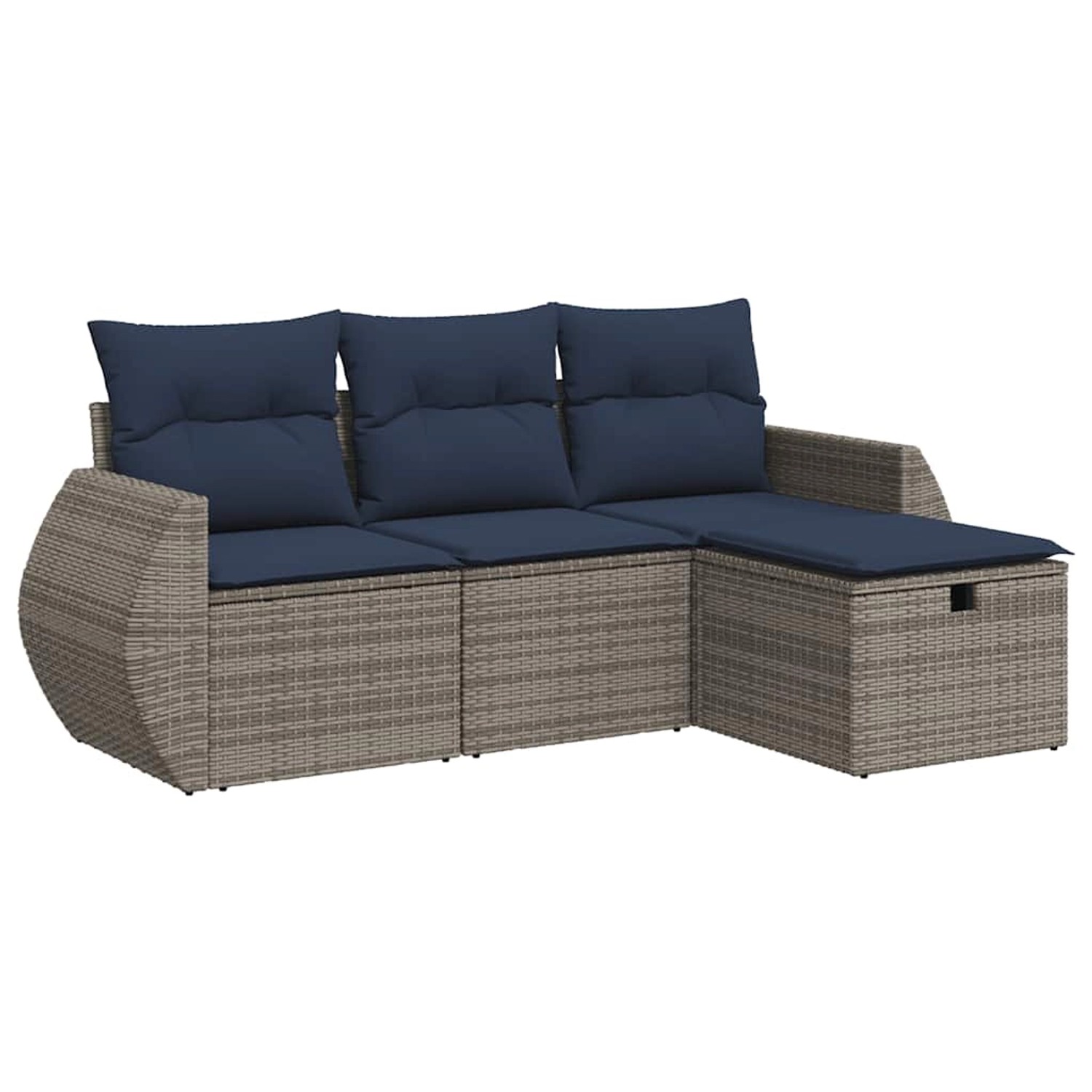 vidaXL 4-Tlg Garten-Sofagarnitur mit Kissen Grau Poly Rattan 3325557 günstig online kaufen
