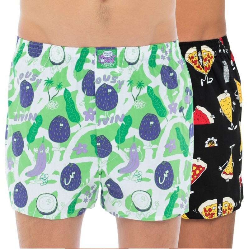 Lousy Livin Boxershorts 2-er Set Schwarz & Weiß mit All-Over-Print günstig online kaufen