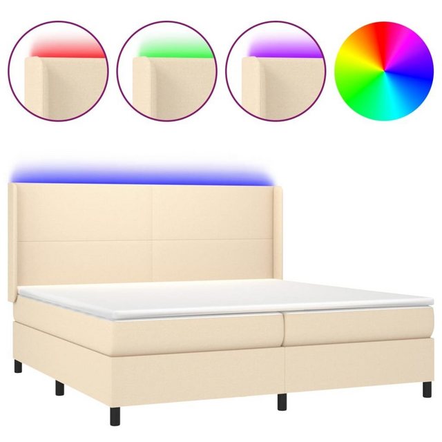 vidaXL Bettgestell Boxspringbett mit Matratze LED Creme 200x200 cm Stoff Be günstig online kaufen