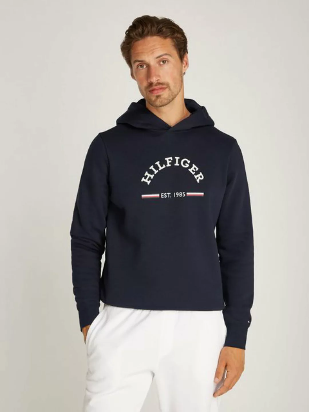 Tommy Hilfiger Kapuzensweatshirt ROUNDALL HOODY kontrastfarbener Markenprin günstig online kaufen