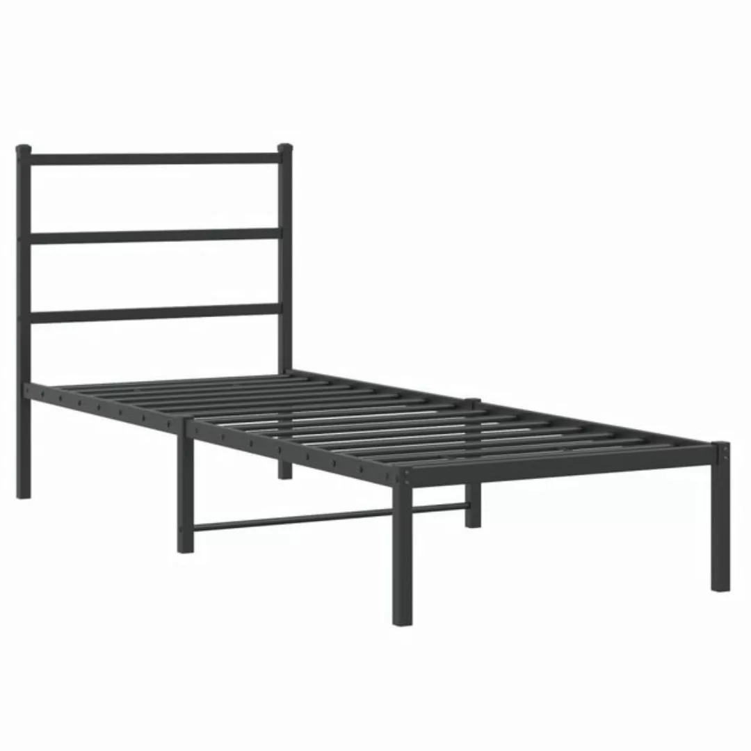 vidaXL Bett Bettgestell mit Kopfteil Metall Schwarz 75x190 cm günstig online kaufen