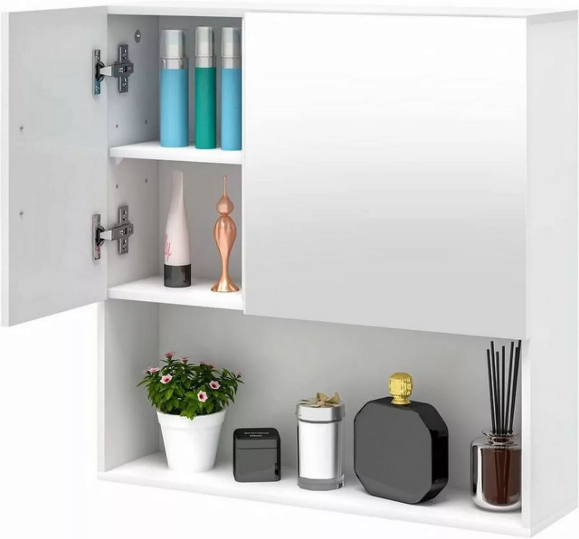 EUGAD Spiegelschrank (1-St) mit Tür, 5 Fächern, aus E1-MDF, Weiß, 54x55x15c günstig online kaufen